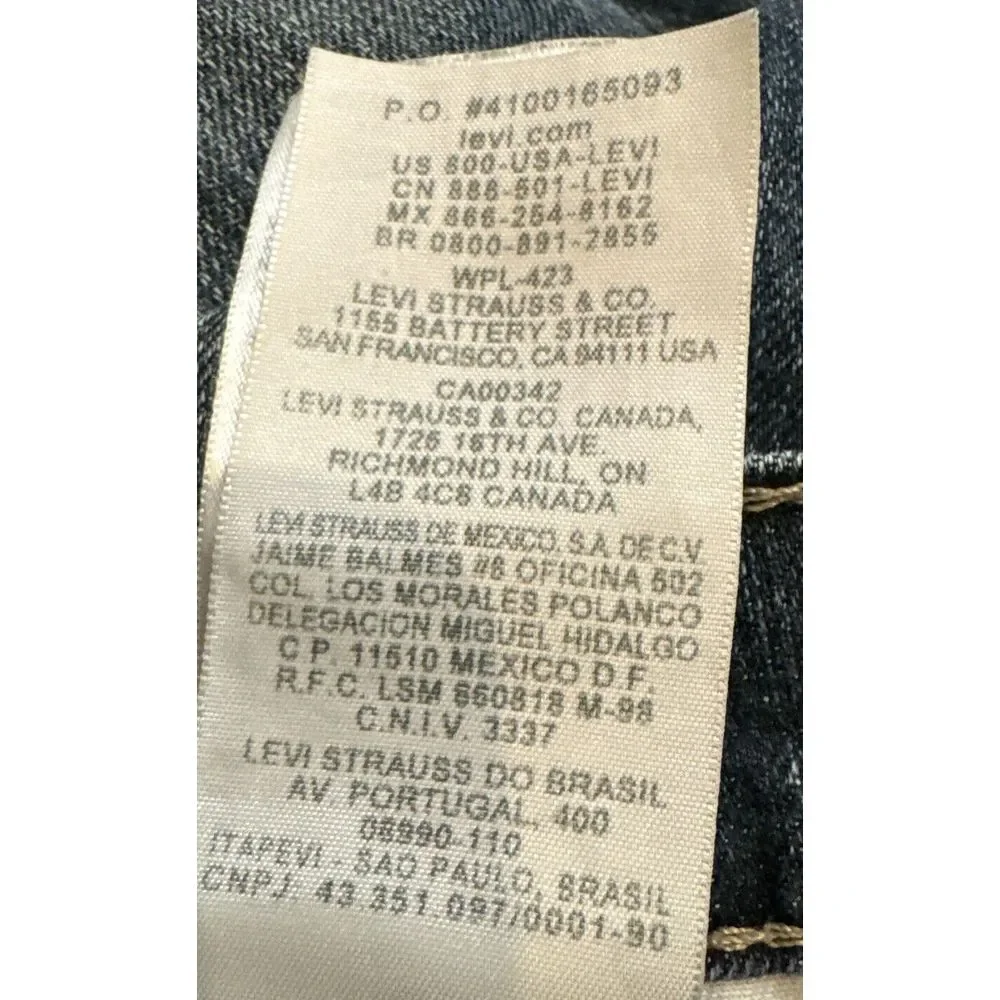 Levis 511 Jeans 34x32‎ Blue Distressed Denim Men's